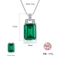 Rectangle Green Topaz Pendant 925 Sterling Silver Pendant Necklace Jewelry